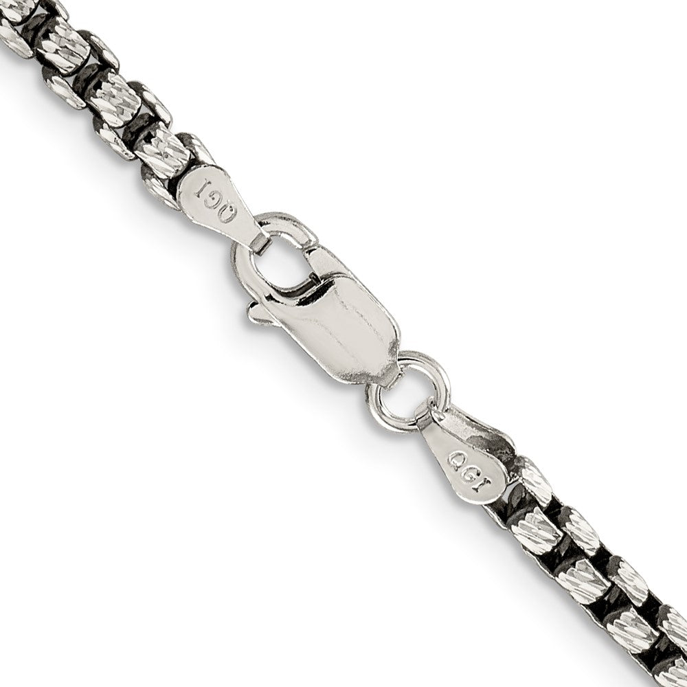 Sterlingsilber Antikisiert 3.5mm Diamantiert Rund Venezianer Halskette