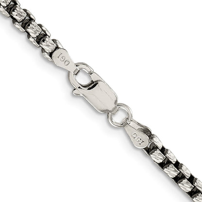 Sterlingsilber Antikisiert 3.5mm Diamantiert Rund Venezianer Halskette
