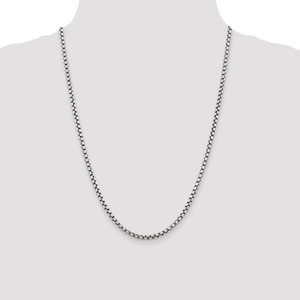 Sterlingsilber Antikisiert 3.5mm Diamantiert Rund Venezianer Halskette