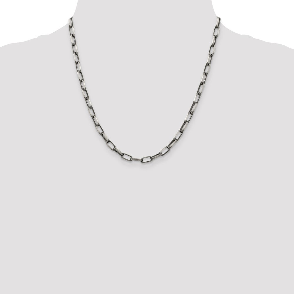 Sterlingsilber Antikisiert 4.8mm Länglich Offen Glieder Halskette