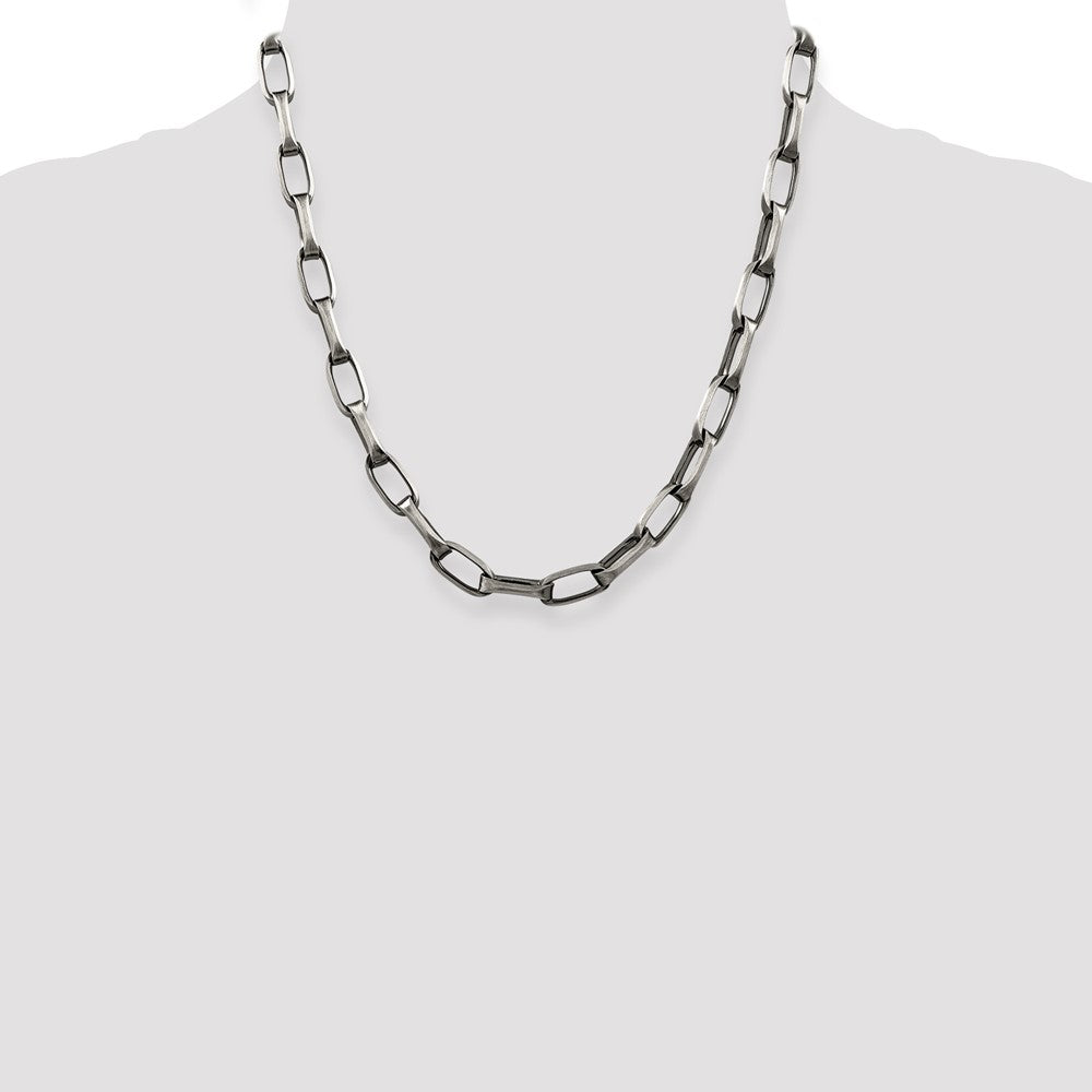 Sterlingsilber Antikisiert 8mm Länglich Offen Glieder Halskette