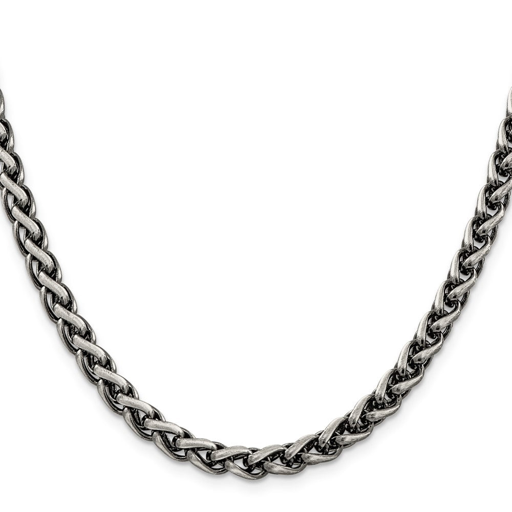 Sterlingsilber Antikisiert 6mm Rund Ährenkette Halskette