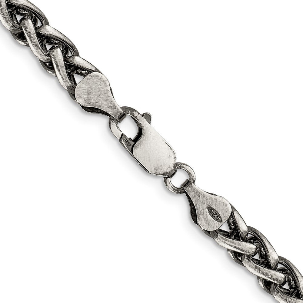 Sterlingsilber Antikisiert 6mm Rund Ährenkette Halskette