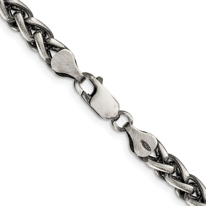 Sterlingsilber Antikisiert 6mm Rund Ährenkette Halskette