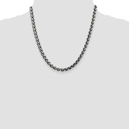 Sterlingsilber Antikisiert 6mm Rund Ährenkette Halskette