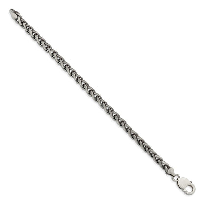 8.5 Zoll Sterlingsilber Antikisiert 6mm Rund Ährenkette Gliederarmband