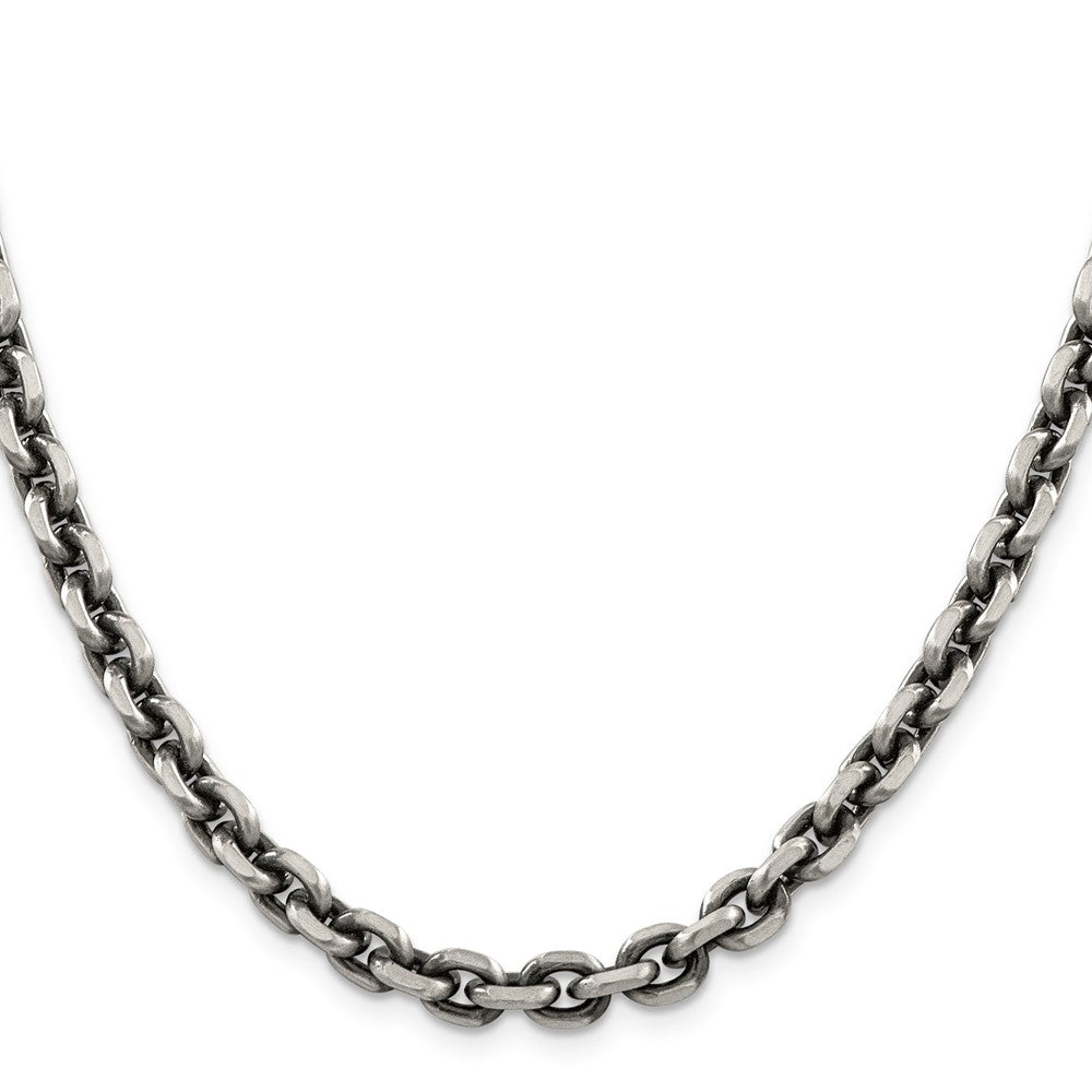 Sterlingsilber Antikisiert 7.0mm Diamantiert Länglich Offen Glieder Halskette