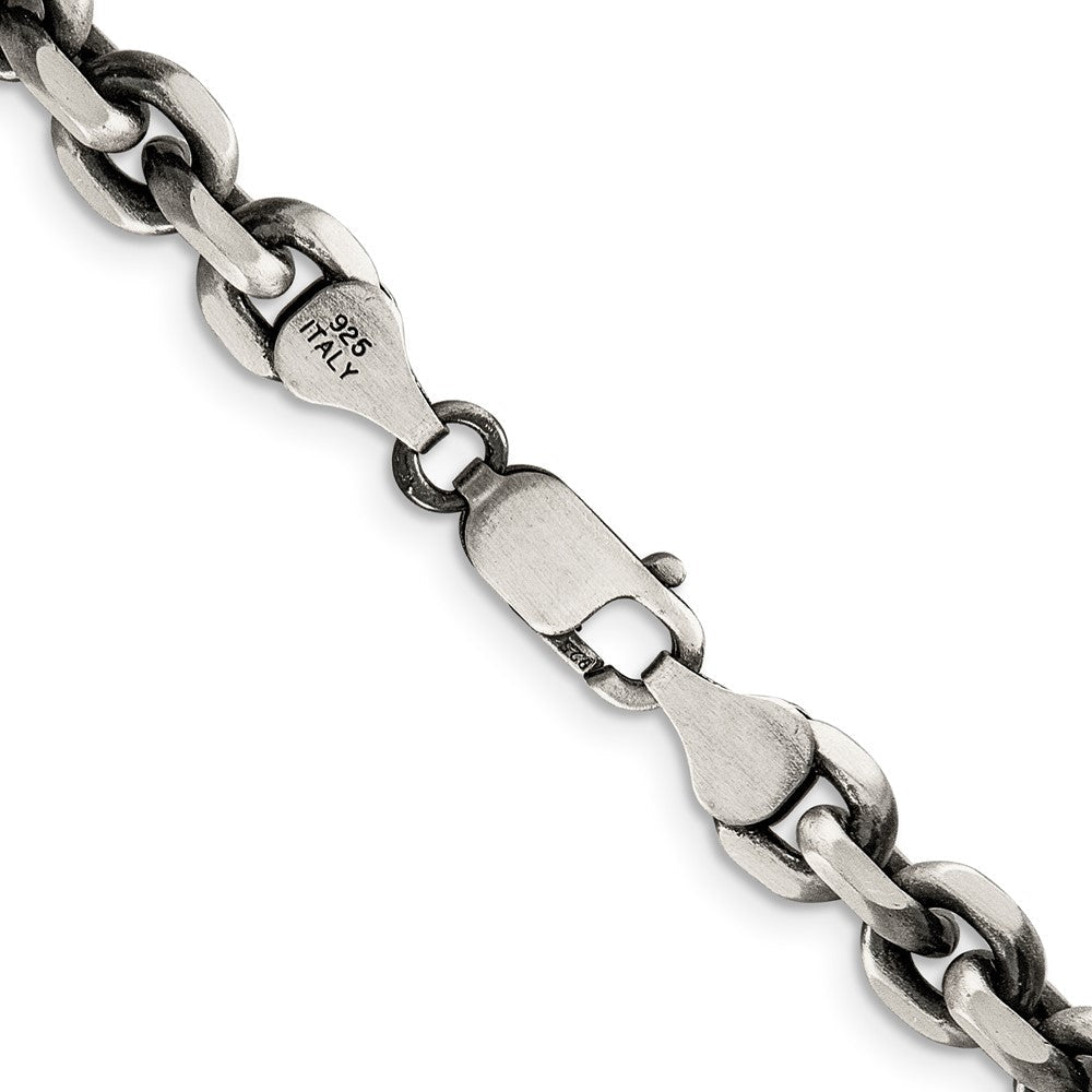 Sterlingsilber Antikisiert 7.0mm Diamantiert Länglich Offen Glieder Halskette