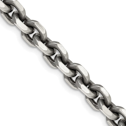 Sterlingsilber Antikisiert 7.0mm Diamantiert Länglich Offen Glieder Halskette