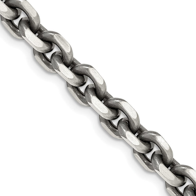 Sterlingsilber Antikisiert 7.0mm Diamantiert Länglich Offen Glieder Halskette