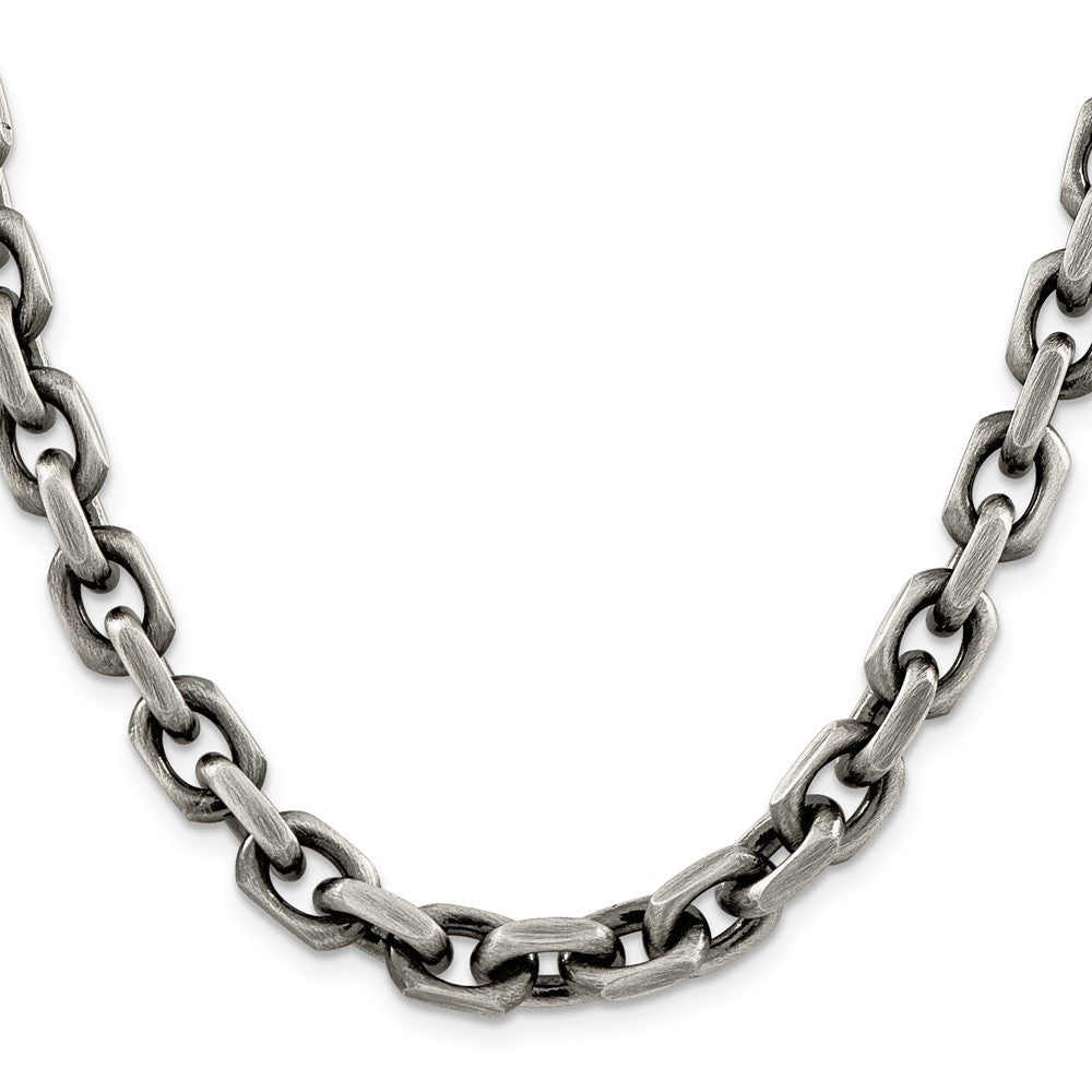 Sterlingsilber Antikisiert 8.6mm Diamantiert Länglich Offen Glieder Halskette