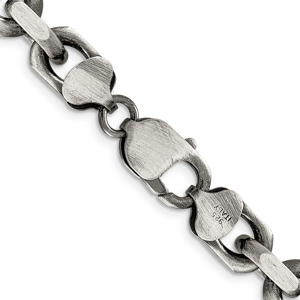 Sterlingsilber Antikisiert 8.6mm Diamantiert Länglich Offen Glieder Halskette