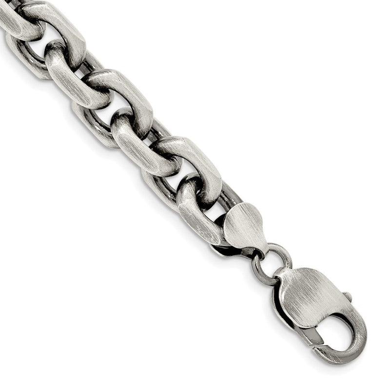8.5 Zoll Sterlingsilber Antikisiert 8.6mm Diamantiert Länglich Offen Glieder Gliederarmband