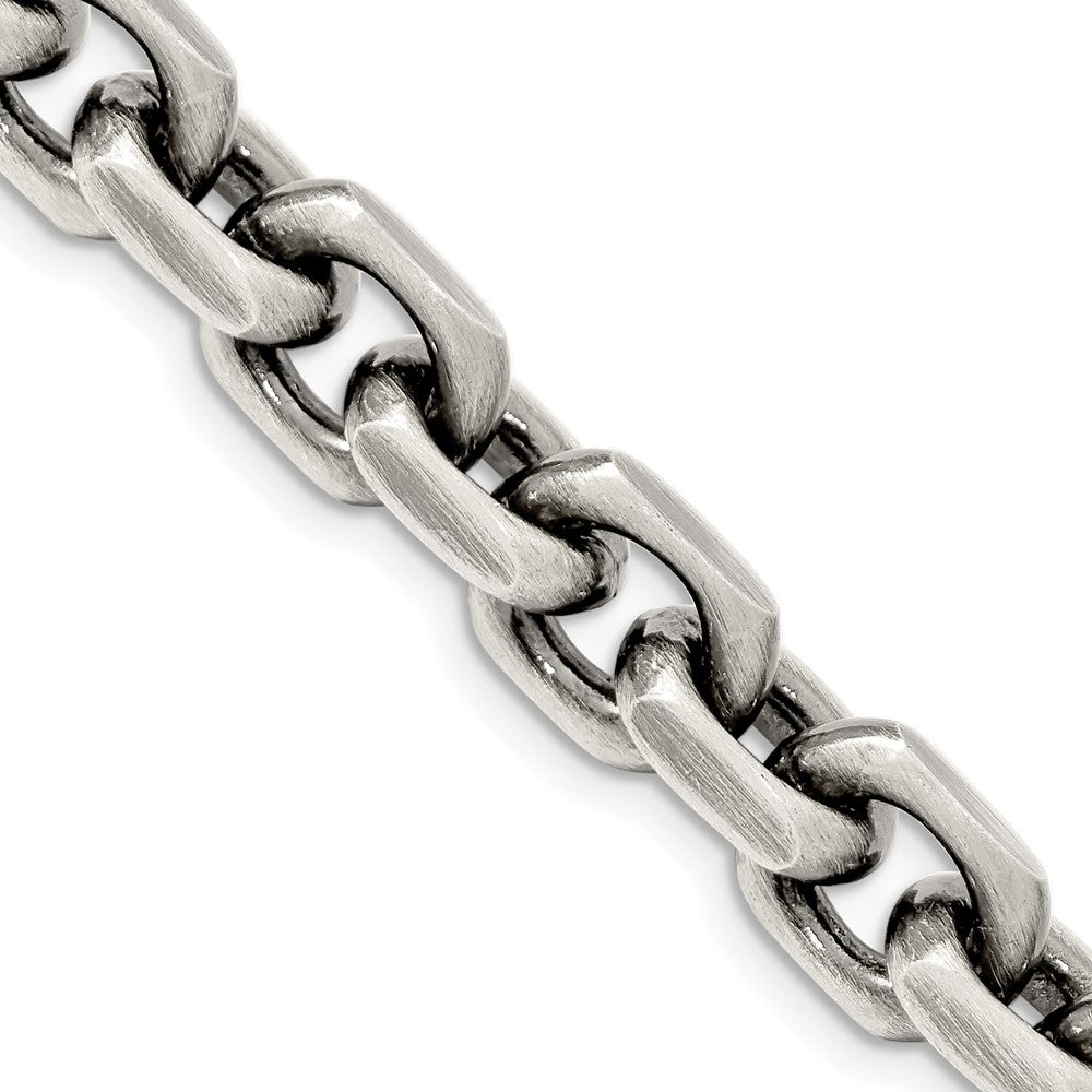 Sterlingsilber Antikisiert 8.6mm Diamantiert Länglich Offen Glieder Halskette