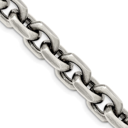 Sterlingsilber Antikisiert 8.6mm Diamantiert Länglich Offen Glieder Halskette