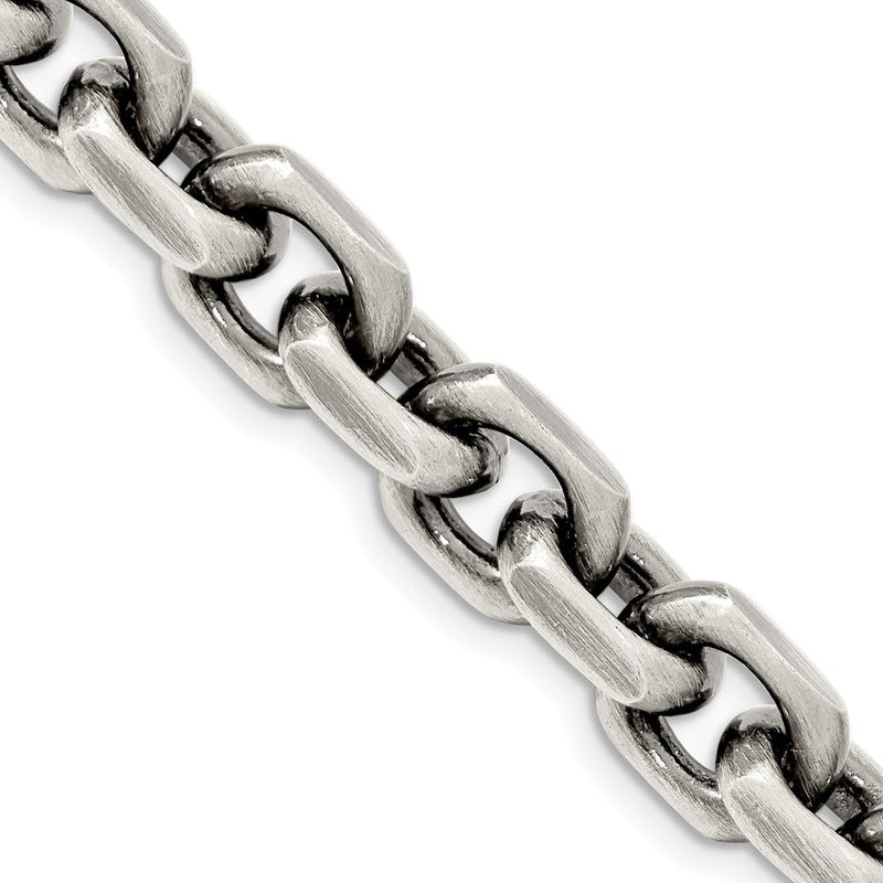 Sterlingsilber Antikisiert 8.6mm Diamantiert Länglich Offen Glieder Halskette