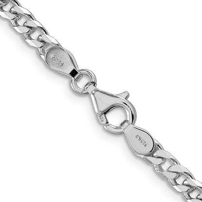 Sterlingsilber Rhodiniert Poliert 3.5mm Panzer Kette