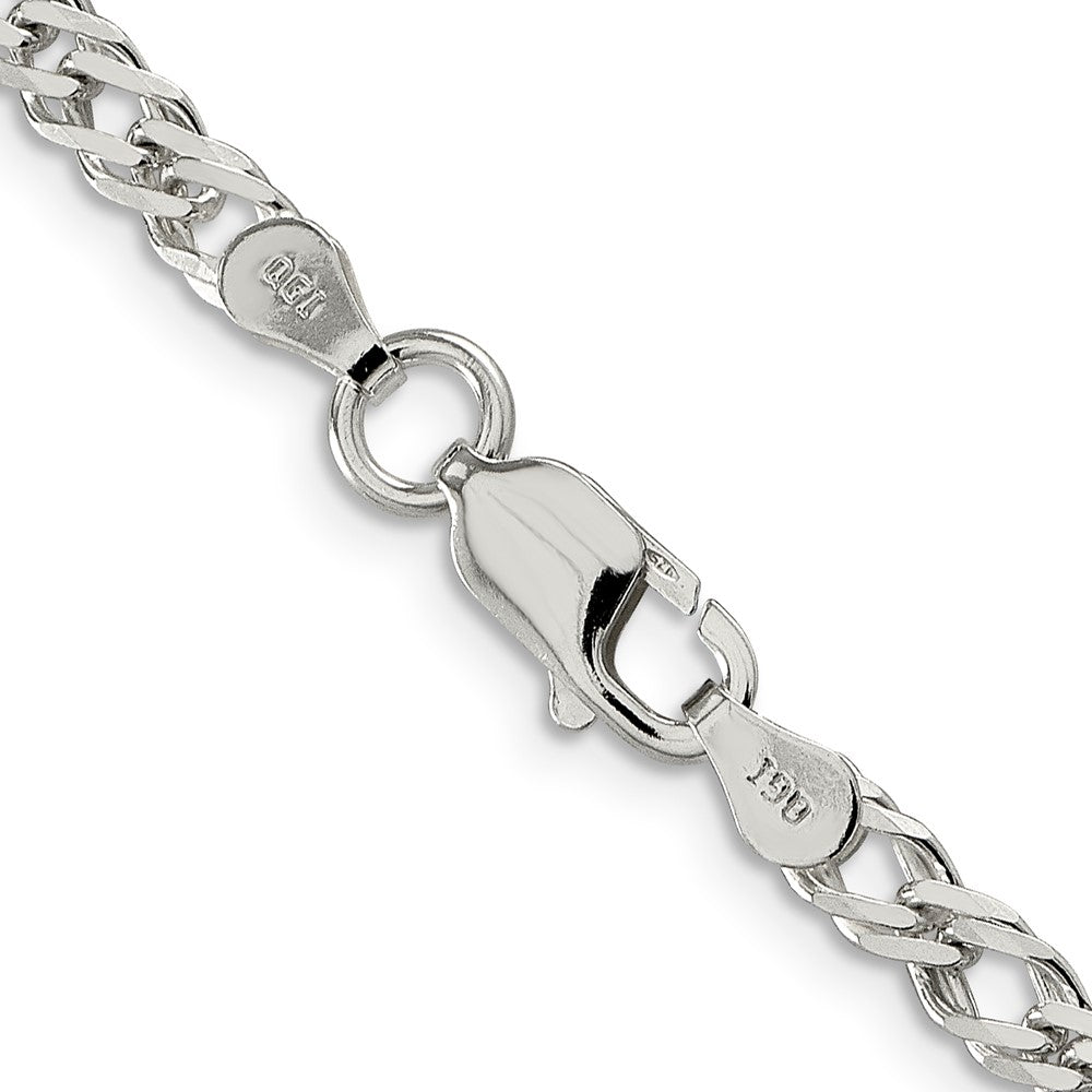Sterlingsilber 4.25mm 6 Seite Diamantiert Flach Doppelt Panzer Halskette