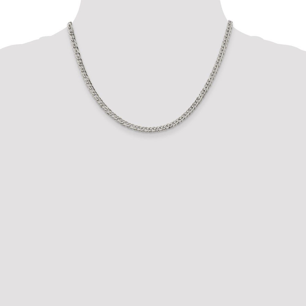 Sterlingsilber 4.25mm 6 Seite Diamantiert Flach Doppelt Panzer Halskette