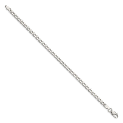 Sterlingsilber 4.25mm 6 Seite Diamantiert Flach Doppelt Panzer Gliederarmband