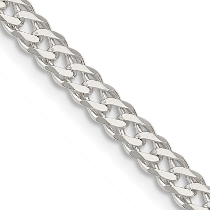 Sterlingsilber 4.25mm 6 Seite Diamantiert Flach Doppelt Panzer Halskette