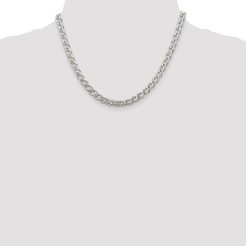 Sterlingsilber 5.65mm 6 Seite Diamantiert Flach Doppelt Panzer Halskette