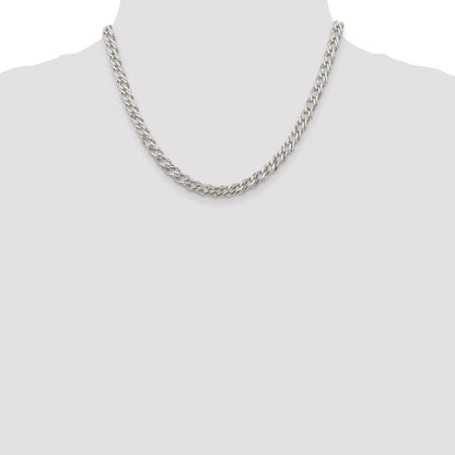 Sterlingsilber 5.65mm 6 Seite Diamantiert Flach Doppelt Panzer Halskette