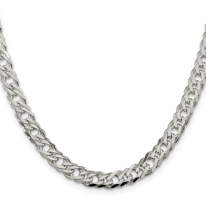 Sterlingsilber 6.25mm 6 Seite Diamantiert Flach Doppelt Panzer Halskette