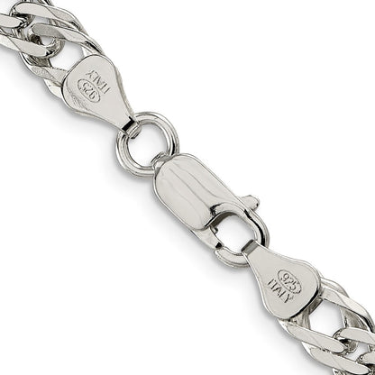 Sterlingsilber 6.25mm 6 Seite Diamantiert Flach Doppelt Panzer Halskette