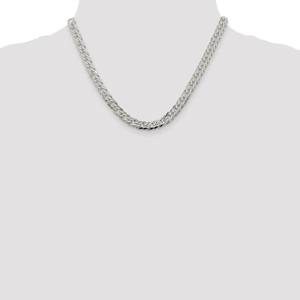 Sterlingsilber 6.25mm 6 Seite Diamantiert Flach Doppelt Panzer Halskette
