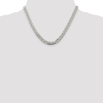 Sterlingsilber 6.25mm 6 Seite Diamantiert Flach Doppelt Panzer Halskette
