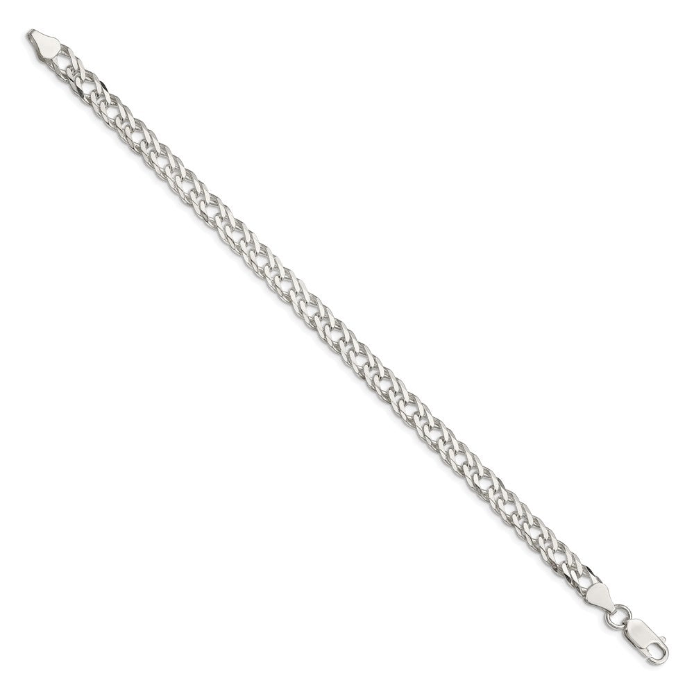 Sterlingsilber 6.25mm 6 Seite Diamantiert Flach Doppelt Panzer Gliederarmband