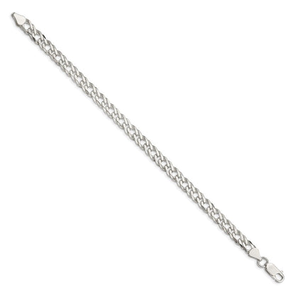 Sterlingsilber 6.25mm 6 Seite Diamantiert Flach Doppelt Panzer Gliederarmband