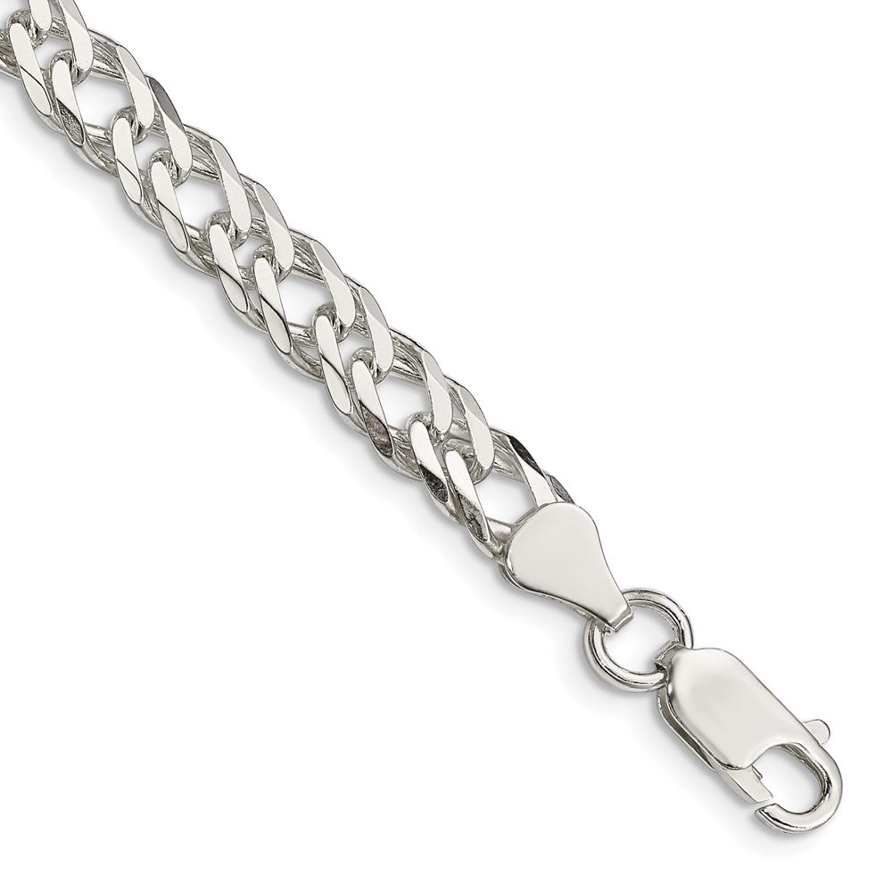 Sterlingsilber 6.25mm 6 Seite Diamantiert Flach Doppelt Panzer Gliederarmband