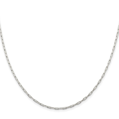 Sterlingsilber Rhodiniert 2mm Länglich Offen Glieder Kette