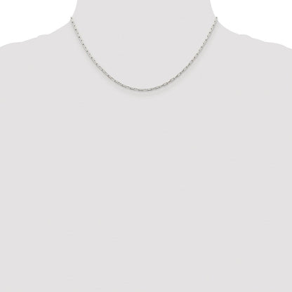 Sterlingsilber Rhodiniert 2mm Länglich Offen Glieder Kette