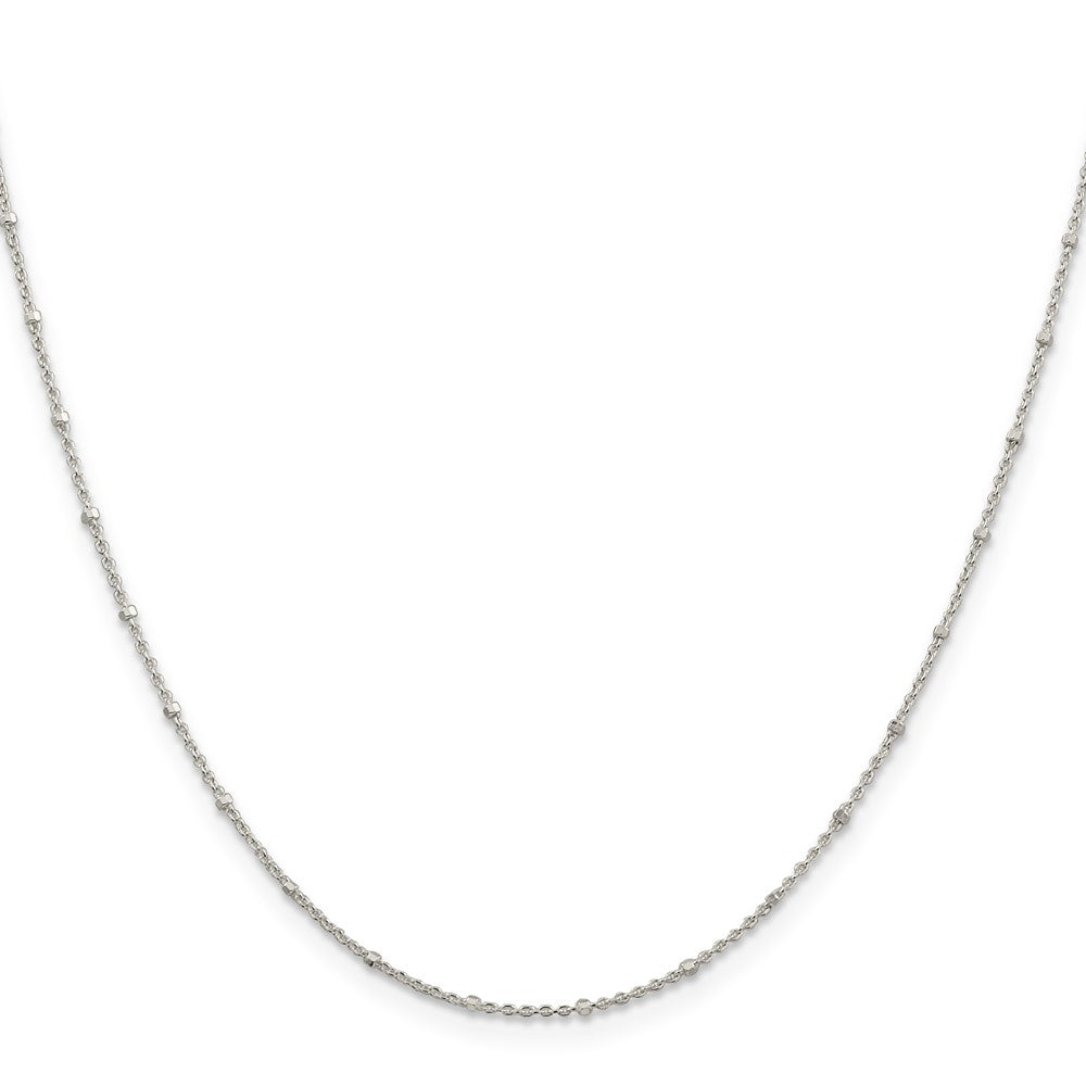 Sterlingsilber 1.25mm Erbs mit Perlen Kette mit 2 Zoll Verlängerung. Halskette