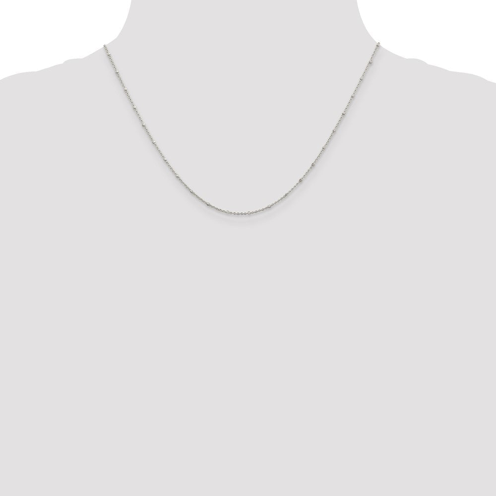 Sterlingsilber 1.25mm Erbs mit Perlen Kette mit 2 Zoll Verlängerung. Halskette