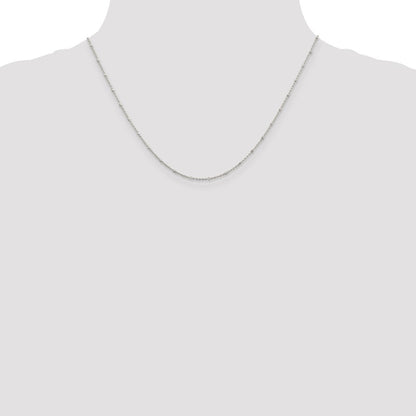 Sterlingsilber 1.25mm Erbs mit Perlen Kette mit 2 Zoll Verlängerung. Halskette