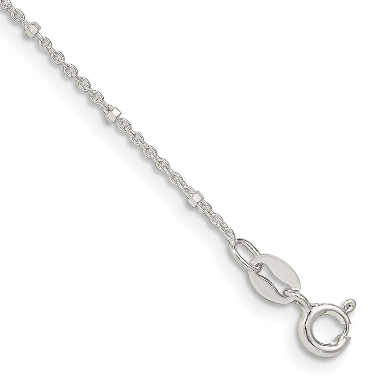 Sterlingsilber 1.25mm Erbs mit Perlen Kette Fußkettchen