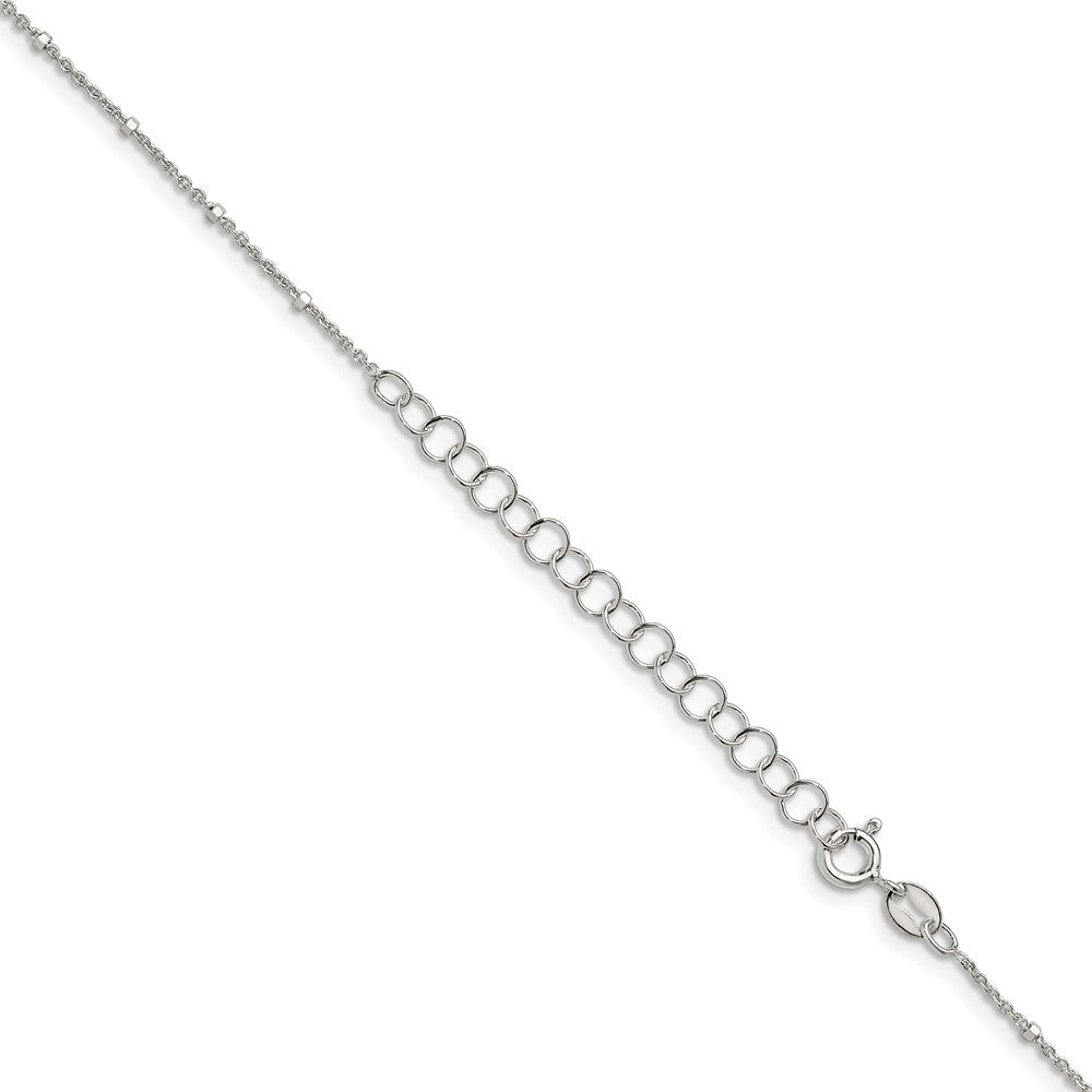 Sterlingsilber 1.25mm Erbs mit Perlen Kette mit 2 Zoll Verlängerung. Halskette