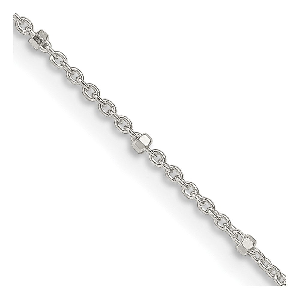 Sterlingsilber 1.25mm Erbs mit Perlen Kette mit 2 Zoll Verlängerung. Halskette