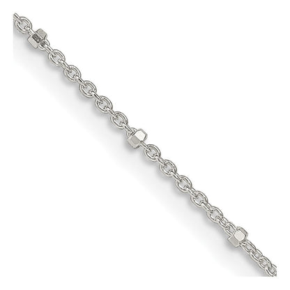 Sterlingsilber 1.25mm Erbs mit Perlen Kette mit 2 Zoll Verlängerung. Halskette