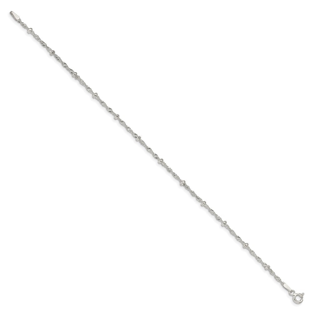 Sterlingsilber 2.5mm Singapurkette mit Perlen Gliederarmband
