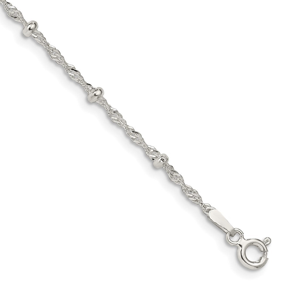 Sterlingsilber 2.5mm Singapurkette mit Perlen Gliederarmband