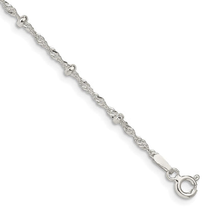 Sterlingsilber 2.5mm Singapurkette mit Perlen Gliederarmband