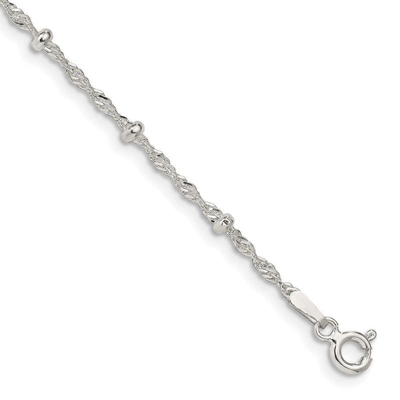 Sterlingsilber 2.5mm Singapurkette mit Perlen Gliederarmband