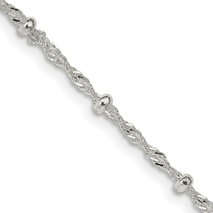 Sterlingsilber 2.5mm Singapurkette mit Perlen Halskette