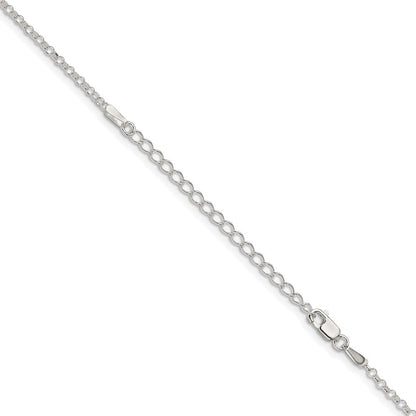 Sterlingsilber 2mm Erbs Kette mit 2 Zoll Verlängerung. Halskette