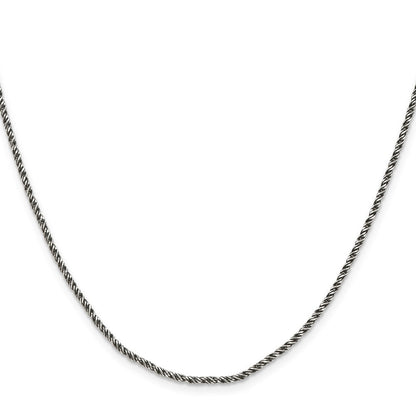 Sterlingsilber Rutheniumbeschichtet 1.7mm Gedreht Tight Weizen Halskette